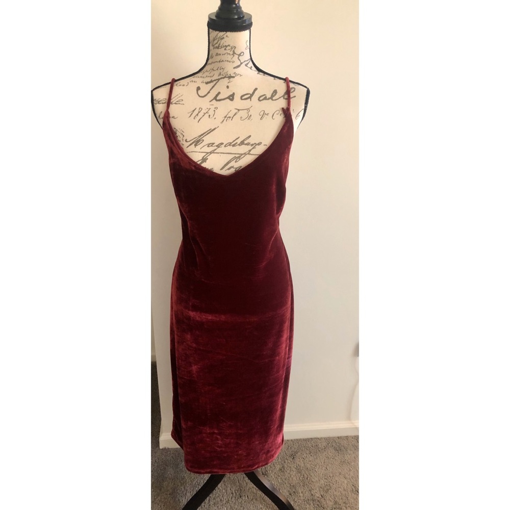 Red Velvet Midi Bodycon Dress 2XL